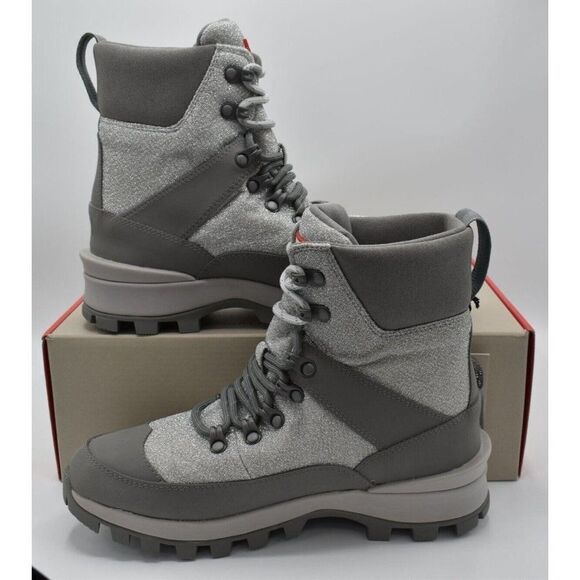 Hunter Womens Size 10 Glitter Silver Grey Insulated Winter Commando Boots Shoes - Picture 7 of 16